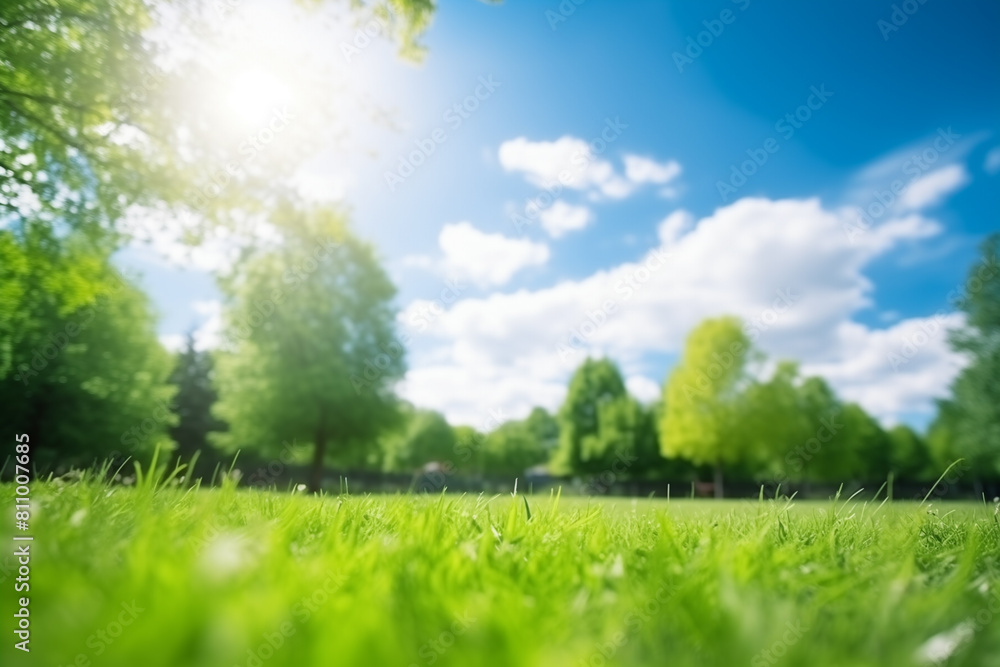 green grass and blue sky. Generative AI