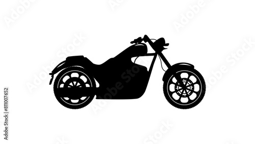 Chopper motorcycle,  black isolated silhouette