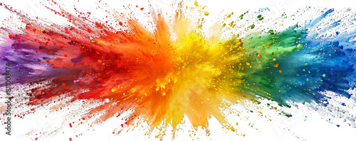 Multicolor powder explosion isolated on a transparent background.