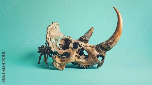 Triceratops bones as part of the natural museum collection are very well described. for the commemoration of International Museum Day as a poster, background