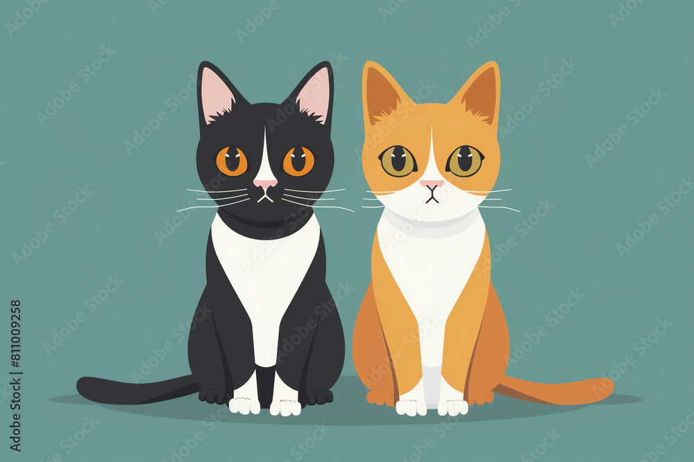 Obraz premium Cat flat design front view AI pets animation Split complementary color scheme