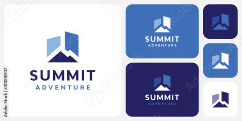 Geometric mountain and sky shape vector logo design with modern, simple, clean and abstract style.