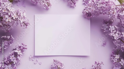 Blank card with flowers. Decorative greeting card, background for invitations, birthdays or weddings.