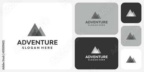 Geometric transparent mountain shape vector logo design with modern, simple, clean and abstract style.