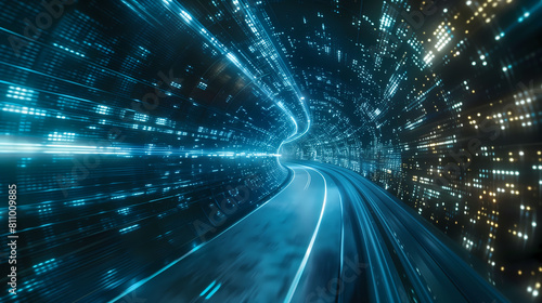 Wallpaper Mural Digital lines high speed. curved bright neon lines. Smooth is used to portray a data network. Torontodigital.ca