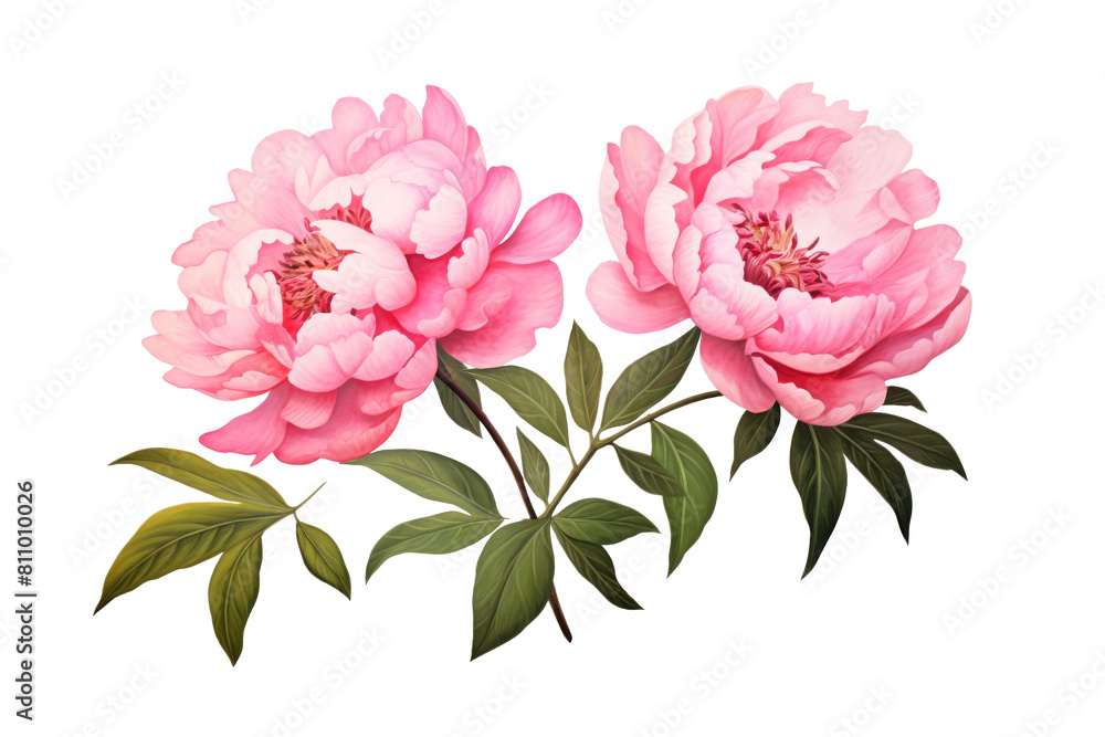 Lush Pink Peonies Illustration on Transparent Background