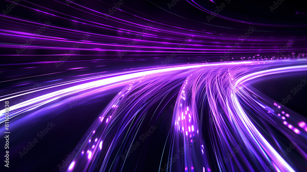 Digital lines high speed. curved bright neon lines. Smooth is used to portray a data network.