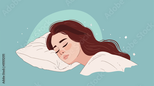 young woman Sleeping with Pillow vector Vector style