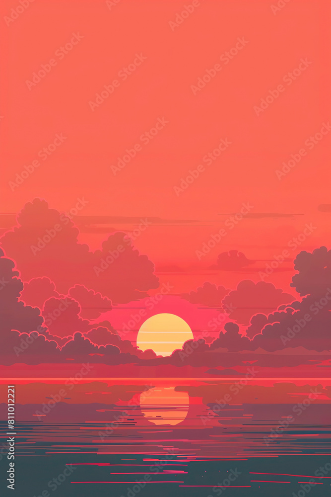 Red Sky flat design front view stormy evening animation Splitcomplementary color scheme Red Sky flat design front view stormy evening animation Splitcomplementary color scheme