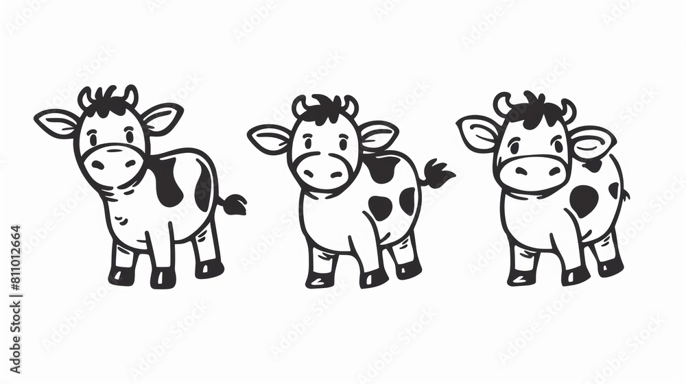 Cow. Line drawing of cute animal. Baby nursery art. Cow. Line drawing of cute animal. Baby nursery art.
