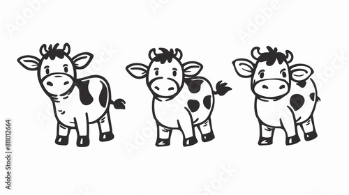 Cow. Line drawing of cute animal. Baby nursery art.