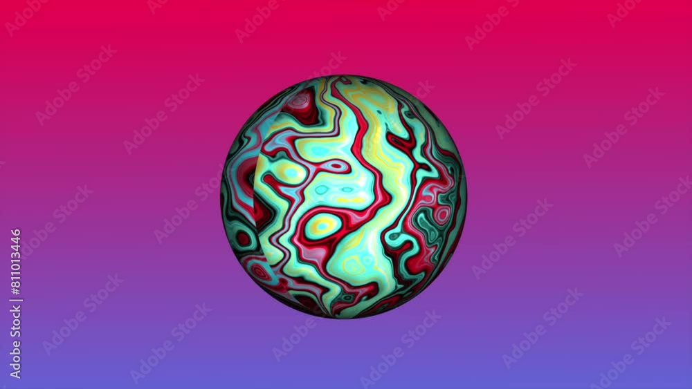 A Rotating Sphere With Liquid Surface In Red And Gray Background. A Rotating Sphere With Liquid Surface In Red And Gray Background.