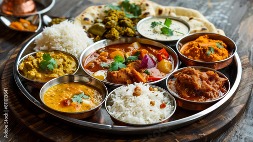 Exquisite Indian Thali Platter: Traditional Delights in a Colorful Presentation