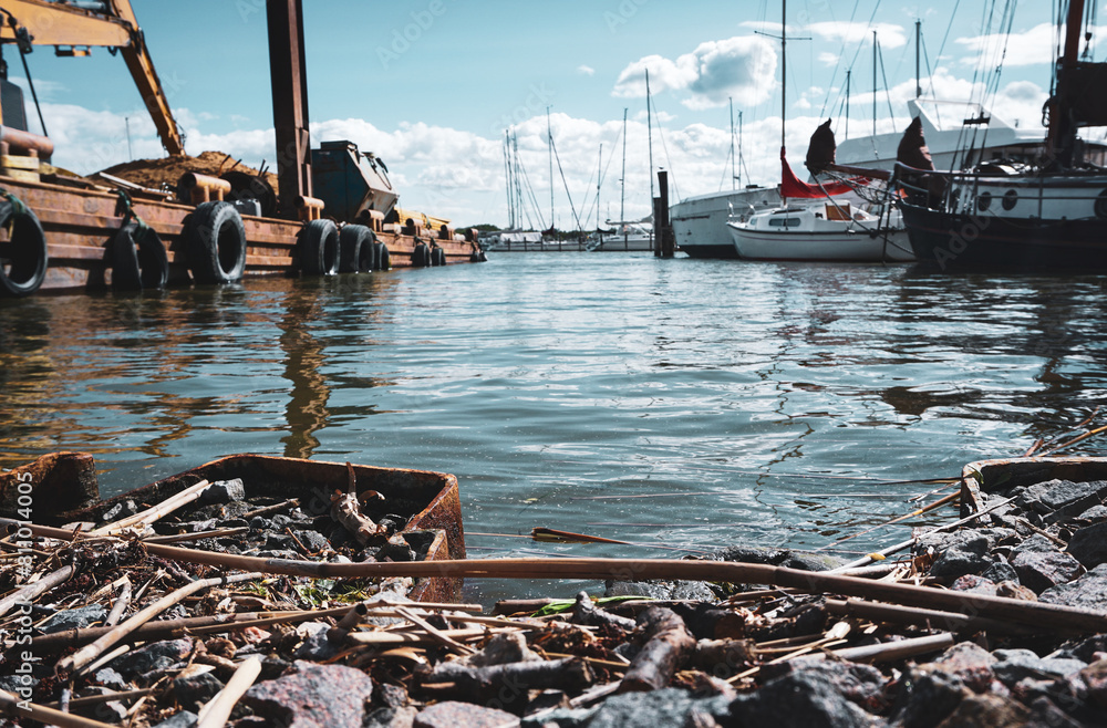 Fototapeta premium small boats in a harbor