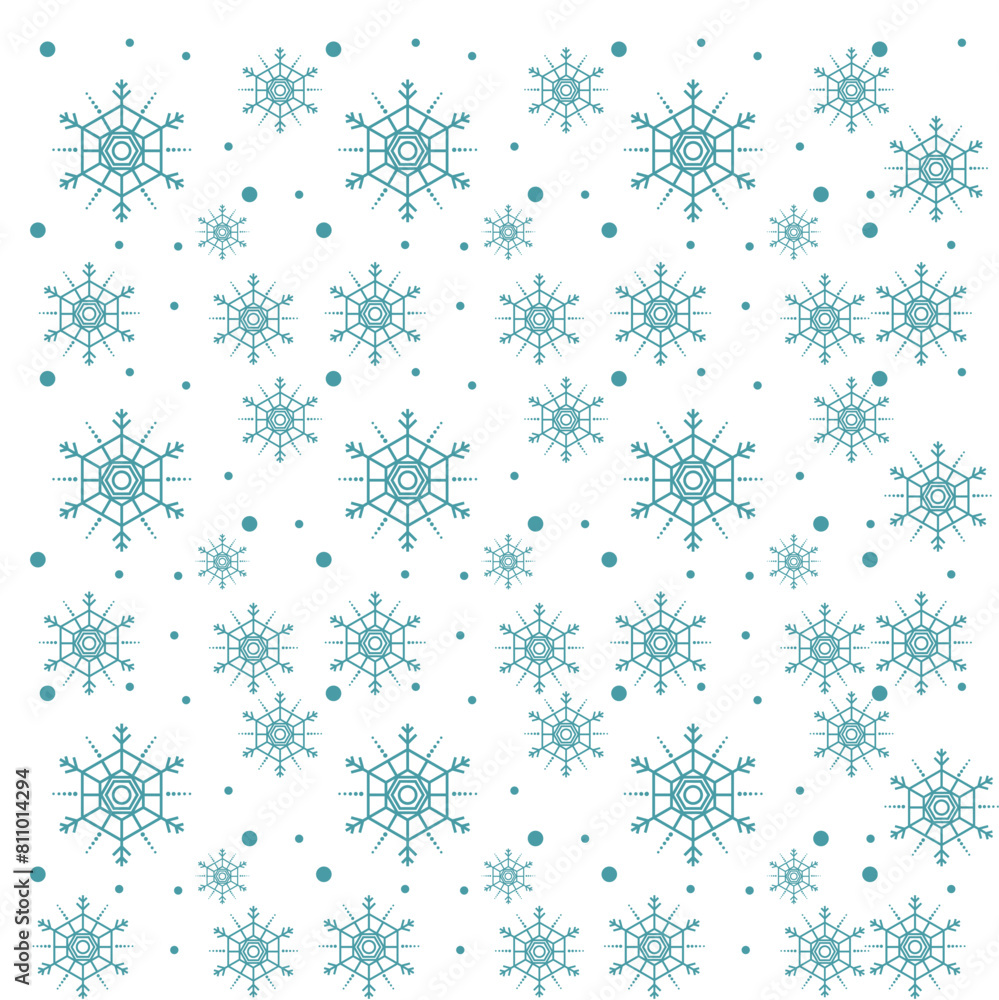Snowflakes Seamless Pattern. A seamless pattern with blue snowflakes in white background Snowflakes Seamless Pattern. A seamless pattern with blue snowflakes in white background