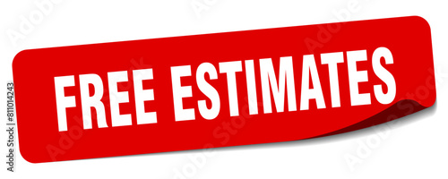 free estimates sticker. free estimates label