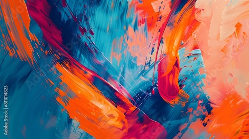 Colorful and Dynamic Abstract Expressionist Painting Vibrant Brushstrokes Fluid Textures and Captivating Visuals Evoking Emotion and Imagination photo