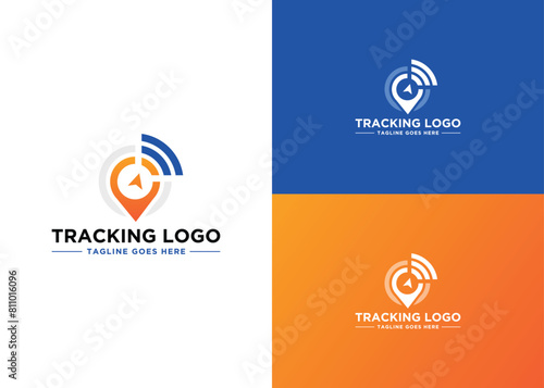 A tracking logo or a tracking system business logo design concept fleet service logo