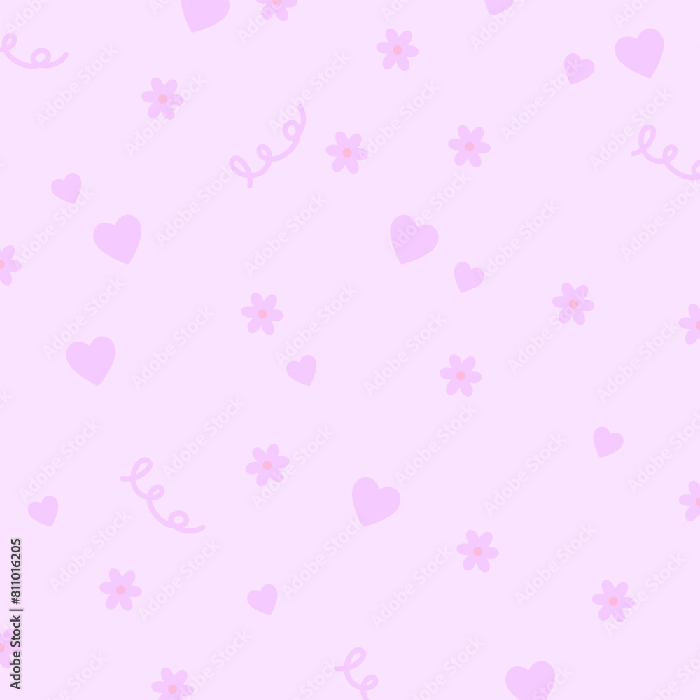 Illustration of heart, flowers on a pastel pink background for Valentine card, fabric, floral print, wallpaper, backdrop, kid clothes, picnic, spring, summer, cute pattern, gift wrap, packaging, love Illustration of heart, flowers on a pastel pink background for Valentine card, fabric, floral print, wallpaper, backdrop, kid clothes, picnic, spring, summer, cute pattern, gift wrap, packaging, love