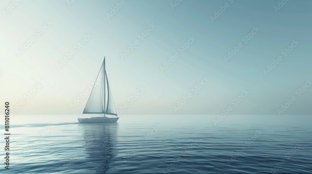 Sailing ship in sea water.