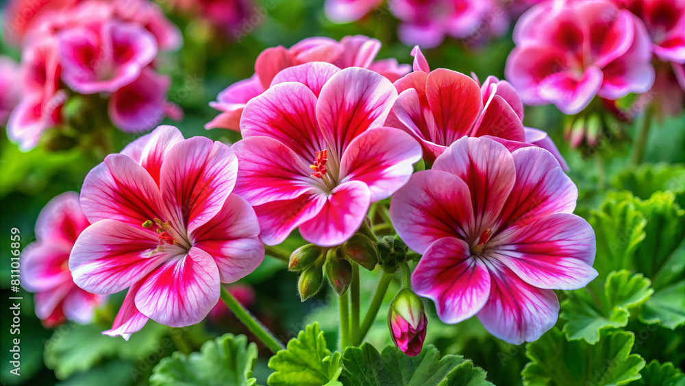 Pink geranium flowers close-up Pink geranium flowers close-up