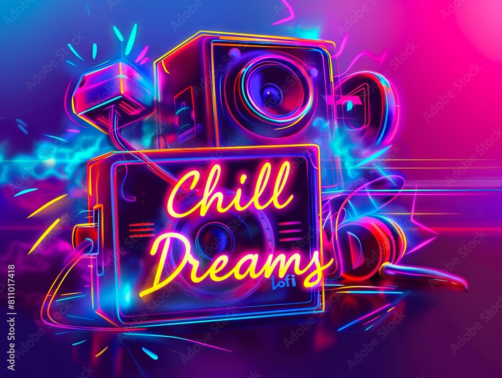 Chill dreams - neon logo. Chill dreams - neon logo.