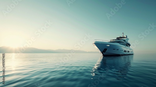 Luxury yacht in sea water. photo