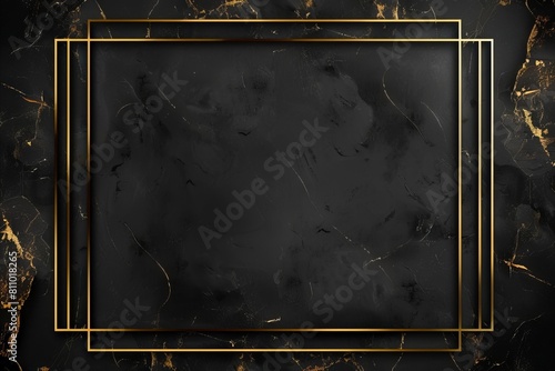 A black marble background with gold frame.