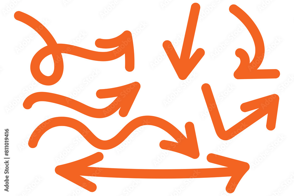 Collection of directional arrows in hand-drawn doodle style Collection of directional arrows in hand-drawn doodle style