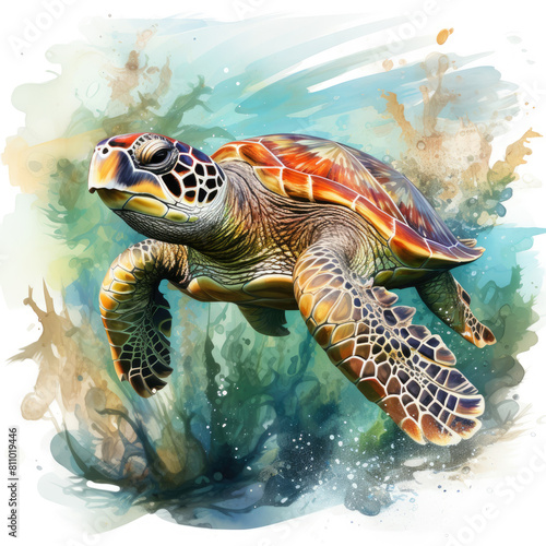 watercolor turtle Retro Summer clipart