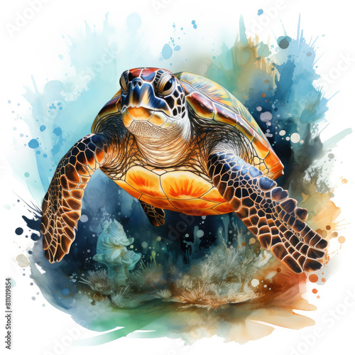 watercolor turtle Retro Summer clipart