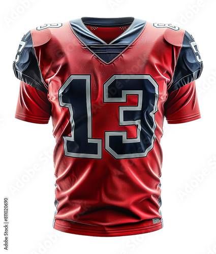 red american football uniform mockup template with front view, generated ai