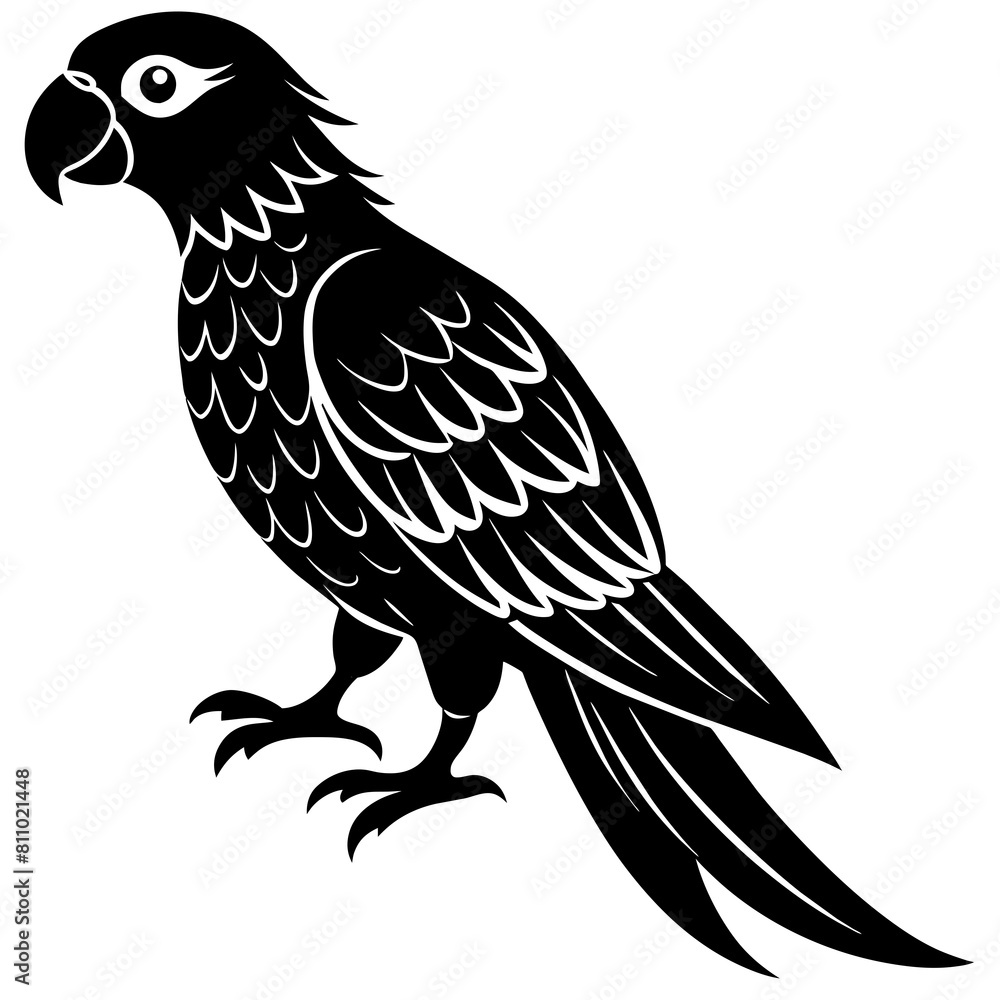 Obraz premium Simple parrot silhouette vector illustration.