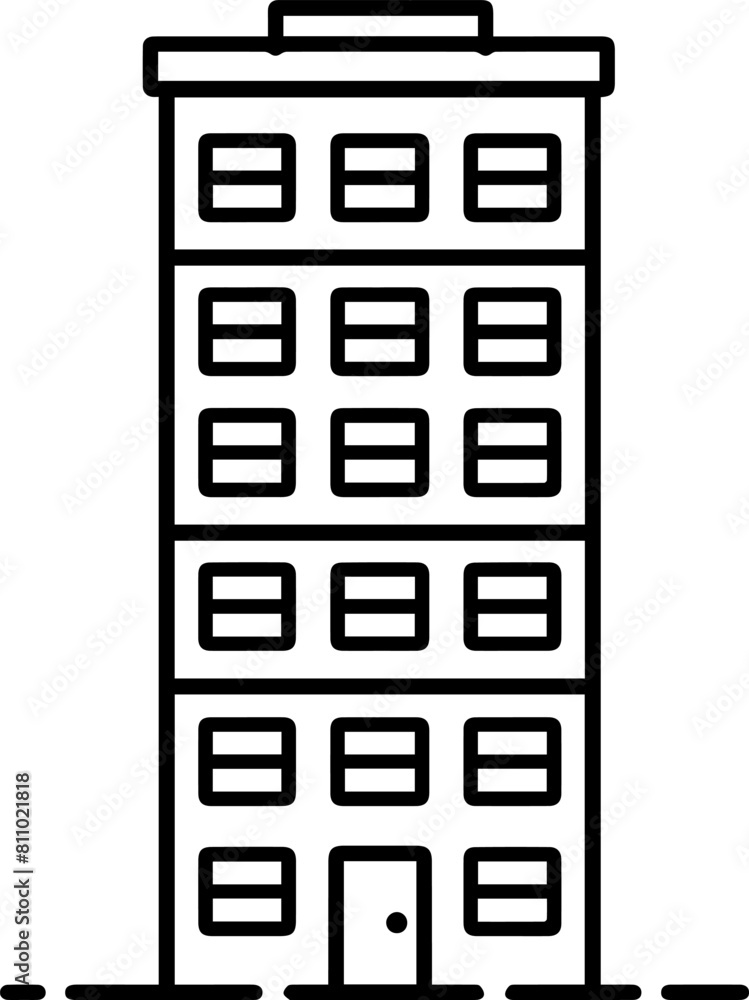 Building black line style vector illustration Building black line style vector illustration