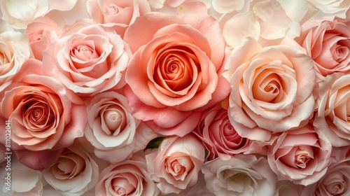 romantic floral pattern  chic rose print backdrop in blush pink and cream tones  ideal for romantic events and luxe designs