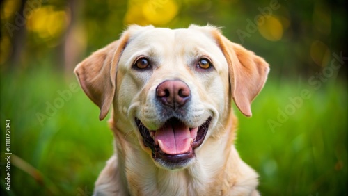 "Happy Labrador Retriever": A joyful Labrador retriever with a wagging tail, exuding happiness and friendliness.