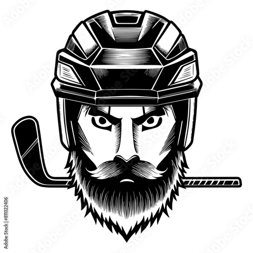 Logo hockey illustration en noir et blanc