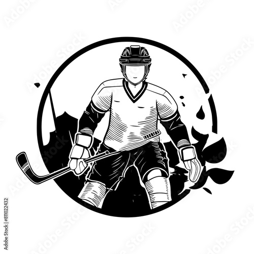 Photography Logo hockey illustration en noir et blanc