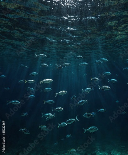 Underwater Fish Light Reflects Animals Nature Ocean Sea Aquatic Life Marine Shoal  photo