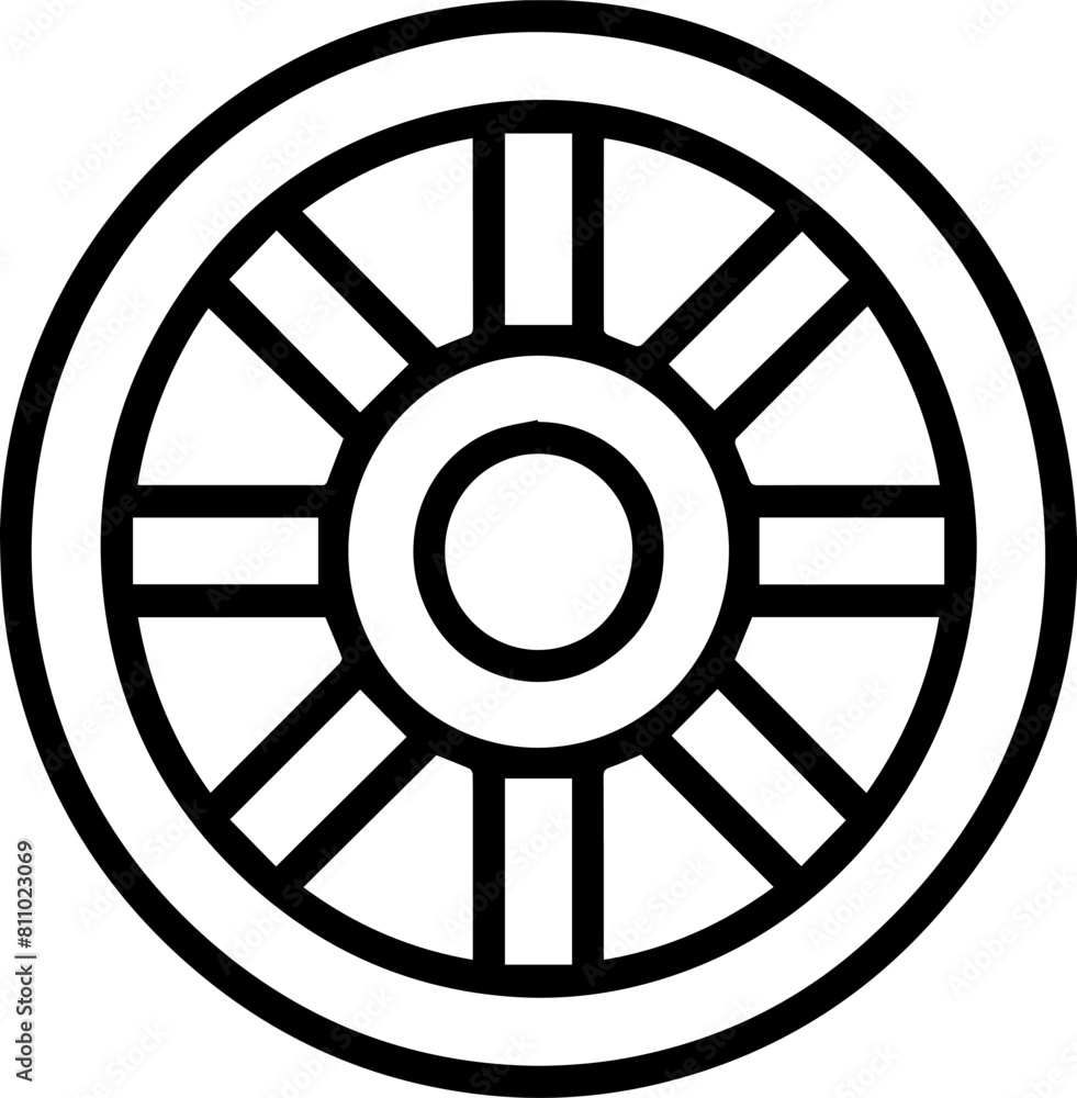 Obraz premium Wheel black line style vector illustration