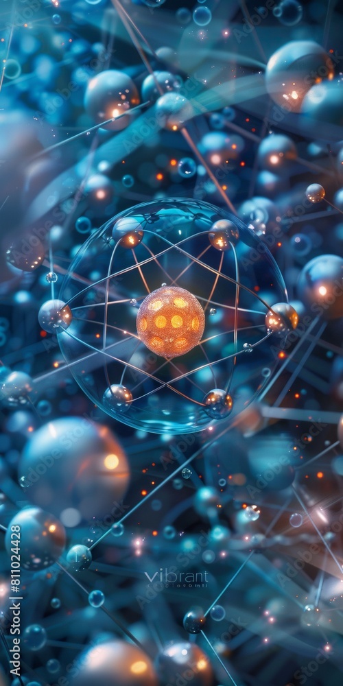 Material science abstract tamplate for presentation, crystal lattice and cells, AI generated Material science abstract tamplate for presentation, crystal lattice and cells, AI generated