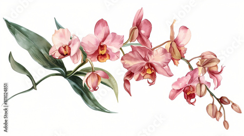 Beautiful orchid plant on white background