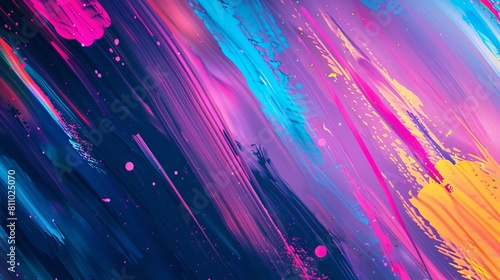 Vibrant Neon Brushstroke Background with Bokeh Effect