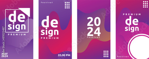 Social media feed background template in gradient purple color design concept.