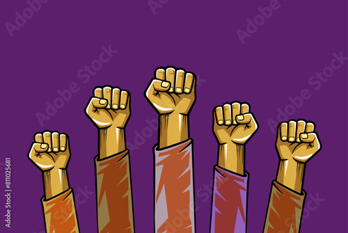 Outstretched arms in protest. Vector.