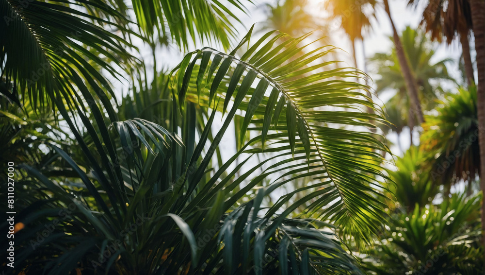 Palm Perfection, Background Brimming with Verdant Palm Leaves