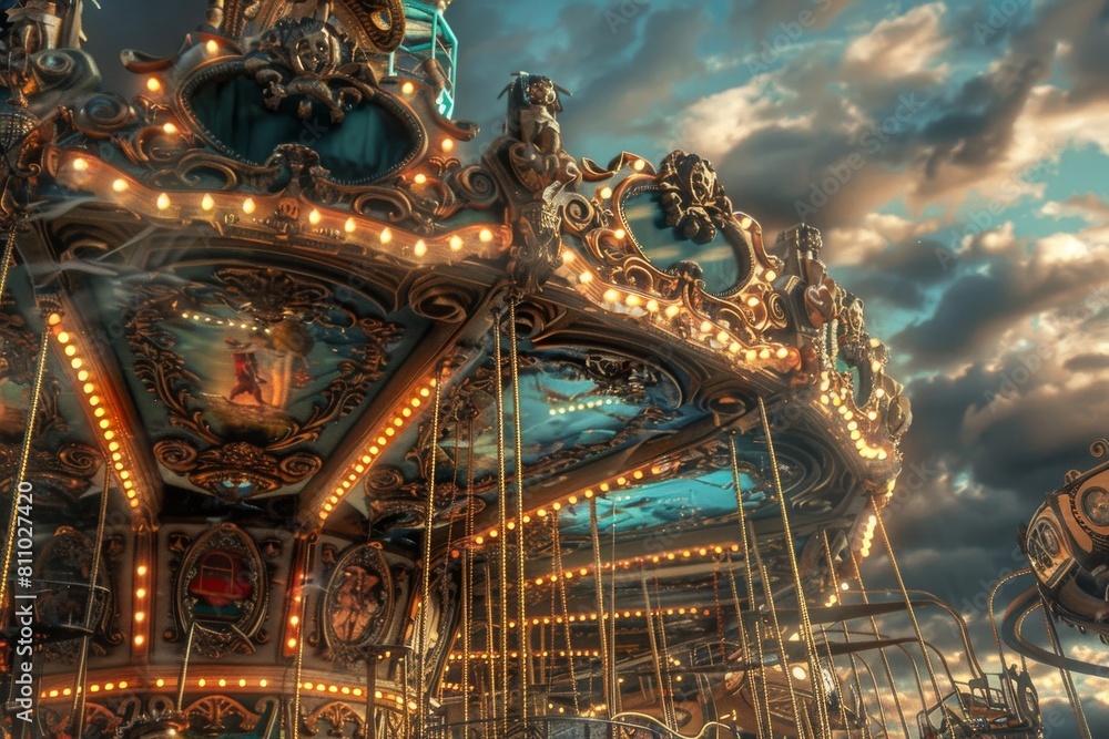 The marriage of fantasy and machinery on this unique carousel. The marriage of fantasy and machinery on this unique carousel.