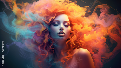 Enigmatic Elegance  The Beauty of a Woman Amidst Wisps of Smoke