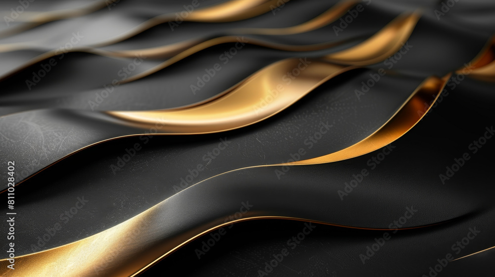 Sleek gold strip lines on black surface, high contrast, sophistication Sleek gold strip lines on black surface, high contrast, sophistication