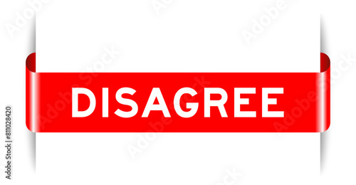 Red color inserted label banner with word disagree on white background